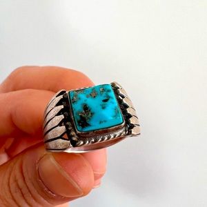 Genuine handcrafted silver winged and unfinished turquoise ring from New Mexico